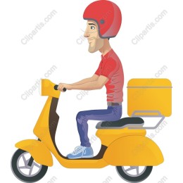 Vibrant Delivery Rider on Scooter