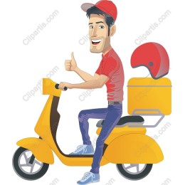 Cheerful Delivery Man on Scooter