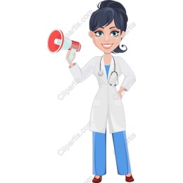 Cheerful Doctor with Megaphone