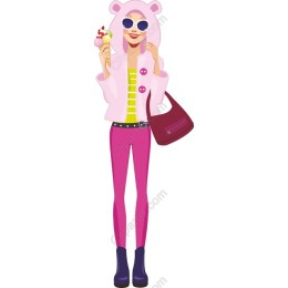 Trendy Young Woman Ice Cream