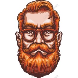 Hipster Man with Orange Beard and Glasses
