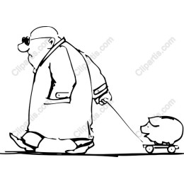 Whimsical Old Man with Pig