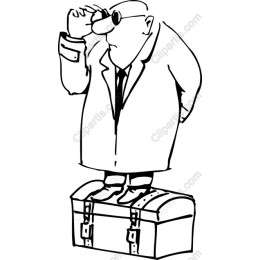 Quirky Gentleman atop Vintage Trunk