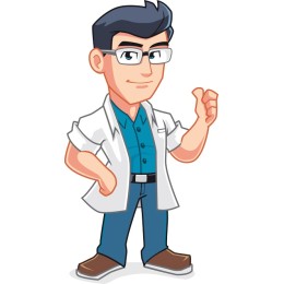Friendly Male Character in Lab Coat