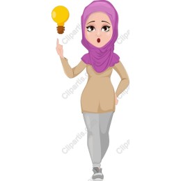 Creative Hijab Woman with Lightbulb