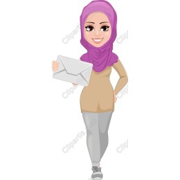 Woman in Hijab Holding Envelope