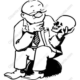 Contemplative Elderly Man with Skull