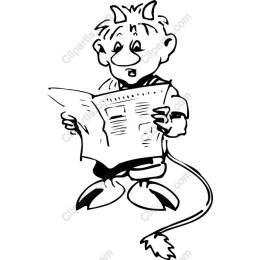 Mischievous Devil Reading Newspaper