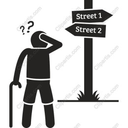 Confused Figure at Crossroads
