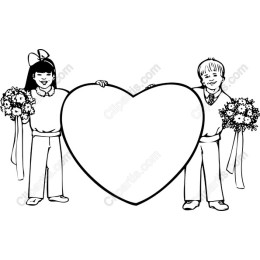 Cheerful Children Holding Heart