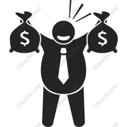 Joyful Businessman with Money Bags