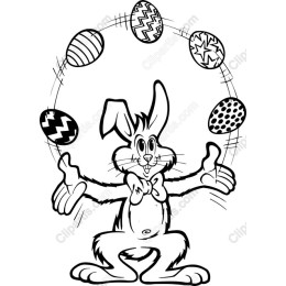Playful Bunny with Easter Egg Juggling