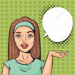 Cheerful Young Woman with Customizable Speech Bubble