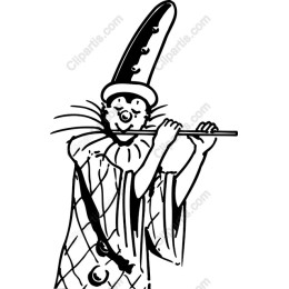 Whimsical Clown Playing Flute