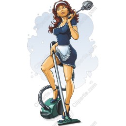 Charming Housekeeper in Action