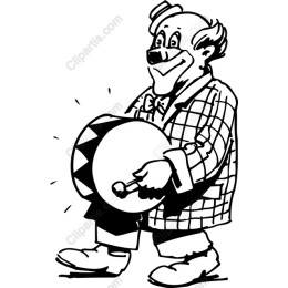 Cheerful Clown Playing Drum