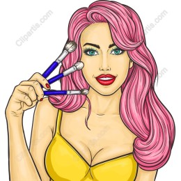 Glamorous Beauty with Makeup Brushes