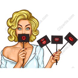 Glamorous Woman Holding Lip Photo Props