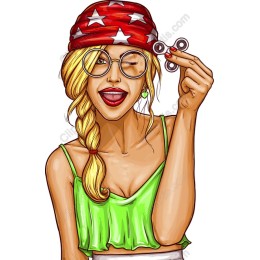 Playful Girl with Fidget Spinner