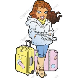 Chic Travel Girl with Suitcases