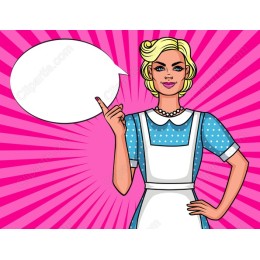 Retro Polka Dot Character with Speech Bubble