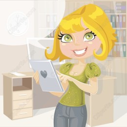 Cheerful Young Woman Using Tablet