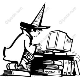 Whimsical Wizard at Computer