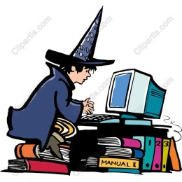 Magical Wizard at Computer