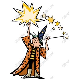Whimsical Wizard with Magical Spells