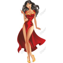 Glamorous Woman in Red Dress