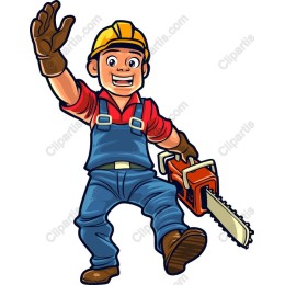 Cheerful Lumberjack with Chainsaw