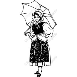 Elegant Vintage Woman Holding Parasol