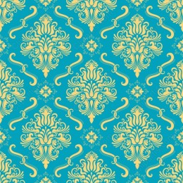 Teal and Yellow Elegant Damask Pattern