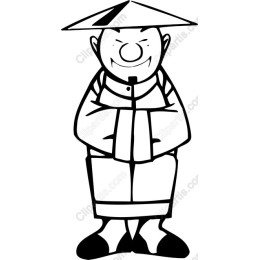 Cheerful Asian Cartoon Character