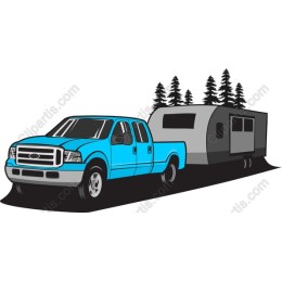 Adventure-Ready Blue Truck and Trailer