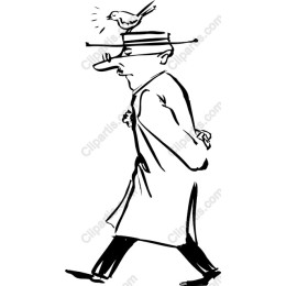 Whimsical Man with Bird on Hat