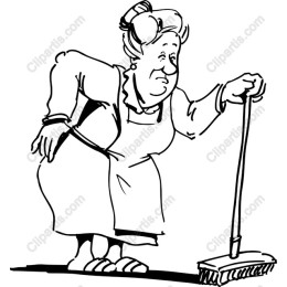 Charming Elderly Woman Sweeping