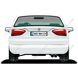 Modern White Car (Rear View)