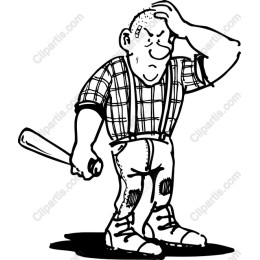 Frustrated Cartoon Character with Baseball Bat