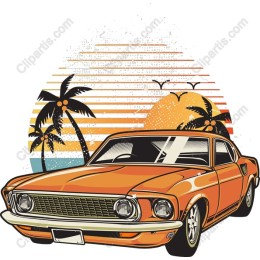 Vintage Retro Orange Car
