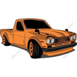 Vibrant Orange Pickup Truck