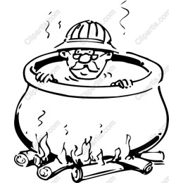Cheerful Chef in a Cauldron