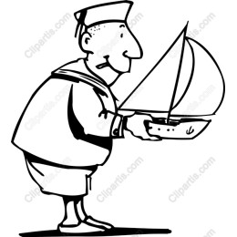 Cheerful Sailor with Sailboat