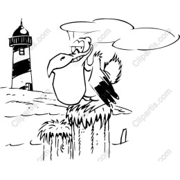 Joyful Pelican and Lighthouse