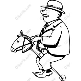 Whimsical Gentleman on Hobby Horse
