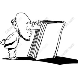 Curious Character Peering Through a Book