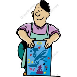 Cheerful Artist with Canvas