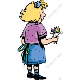 Cheerful Girl with Flowers