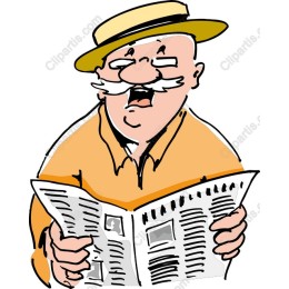 Whimsical Elderly Man Reading Newspaper