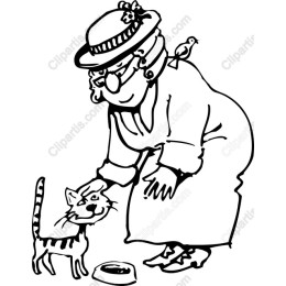 Grandmother and Cat Whimsical